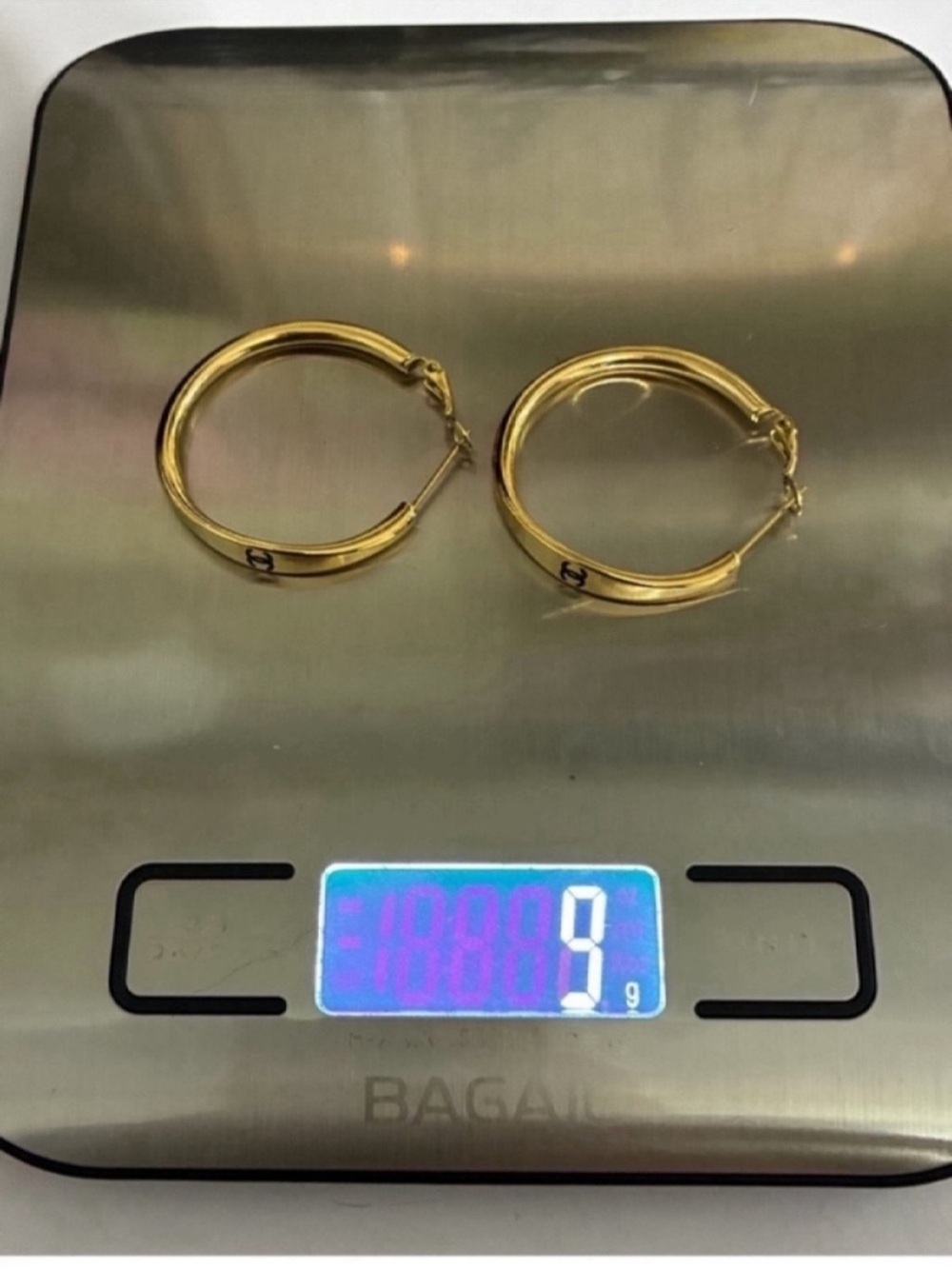 Gold CC Hoop Earrings - Picture 6 of 8